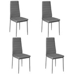 Set Of 4 Modern Faux Leather Armless High Back Dining Chairs | Set-of-4 | Grey