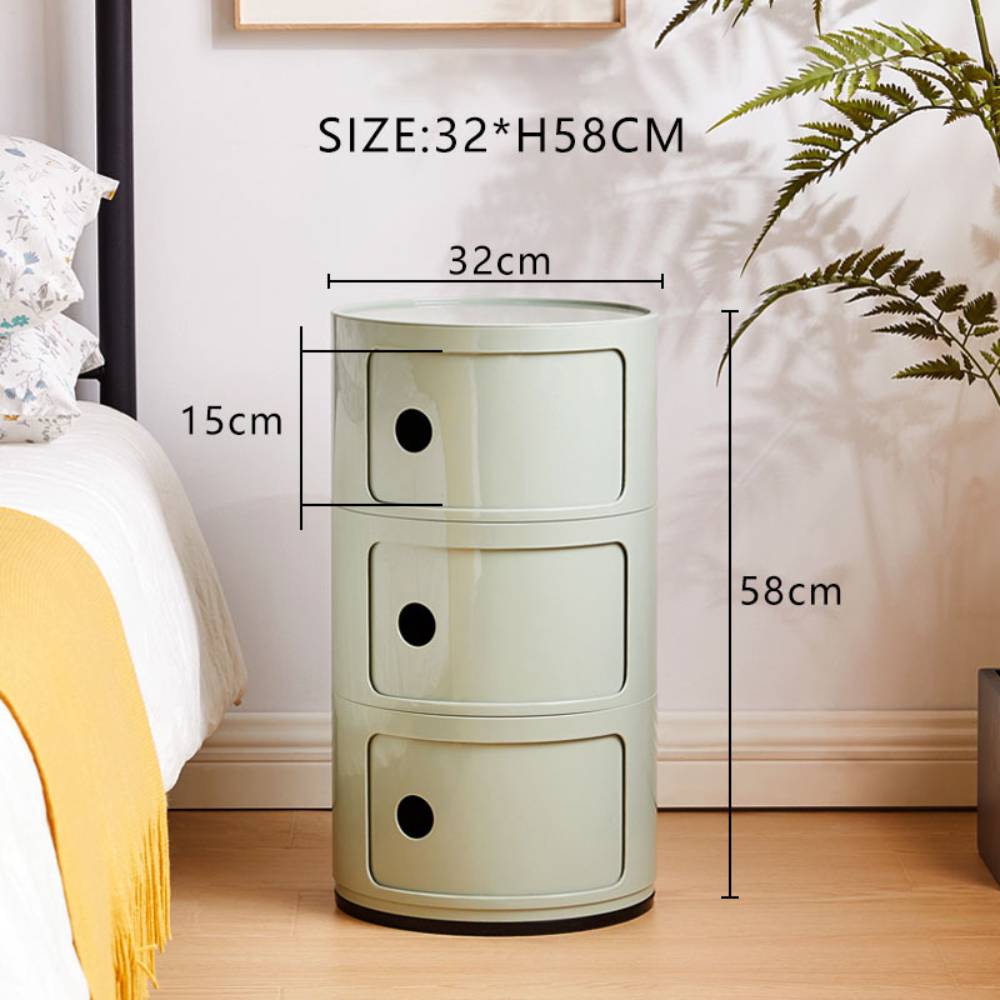 Cylindrical Multi-tiered Plastic Storage Drawer Unit | Green