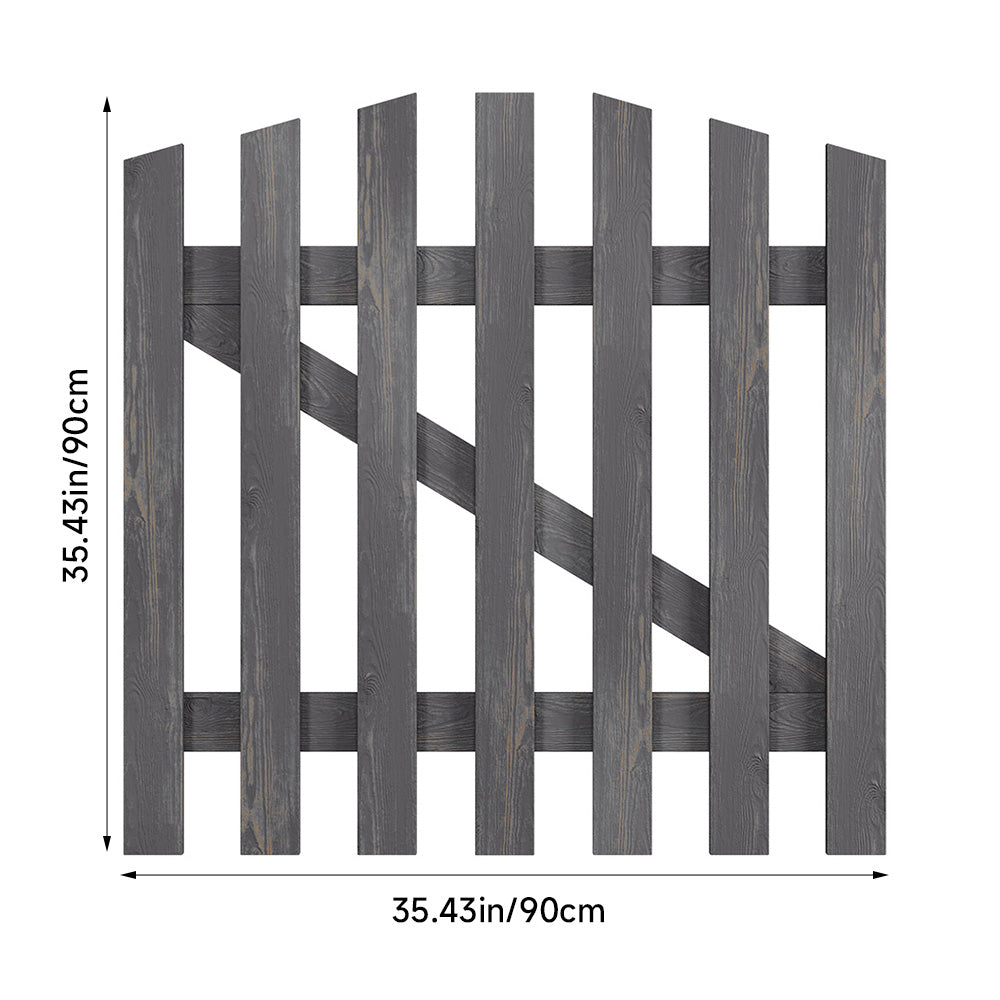 90x90cm Rustic Spruce Wooden Garden Gate With Arch & Stainless Bolt Lock | 90cm x 90cm | Grey