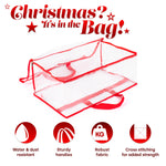 Christmas Village Clear PVC Storage Bags Red Lining