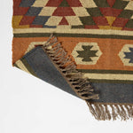Lucea Orange & Blue Kilim Wool Rug | 180cm x 90cm | Orange