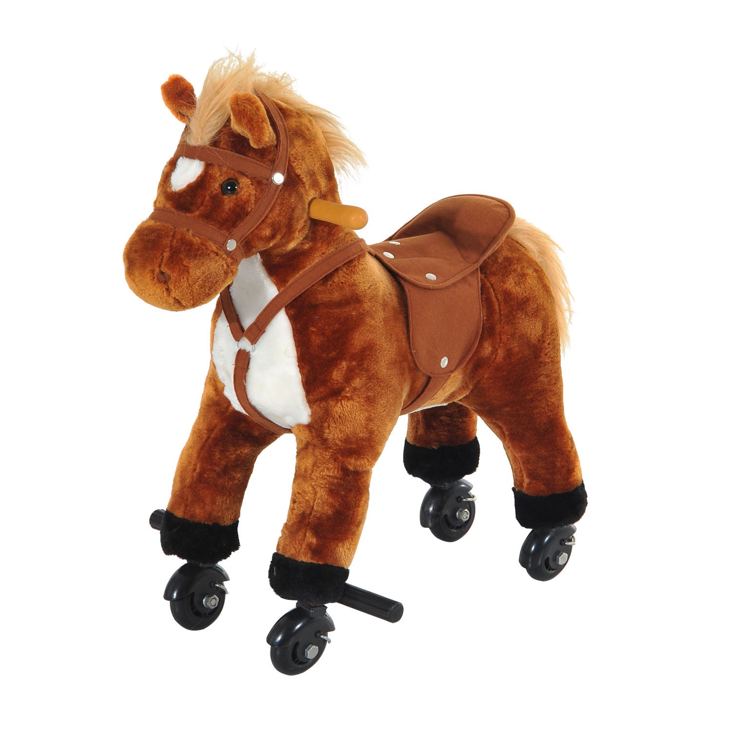 Rocking Horse Ride On Rocker Children Plush Toy Wooden Horse Sound | Brown