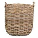Tall Round Fireside Grey Rattan Log Basket | Small | Brown