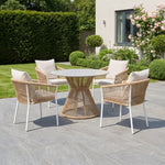 Bellvine 4-seat Patio Dining Set | Natural & White