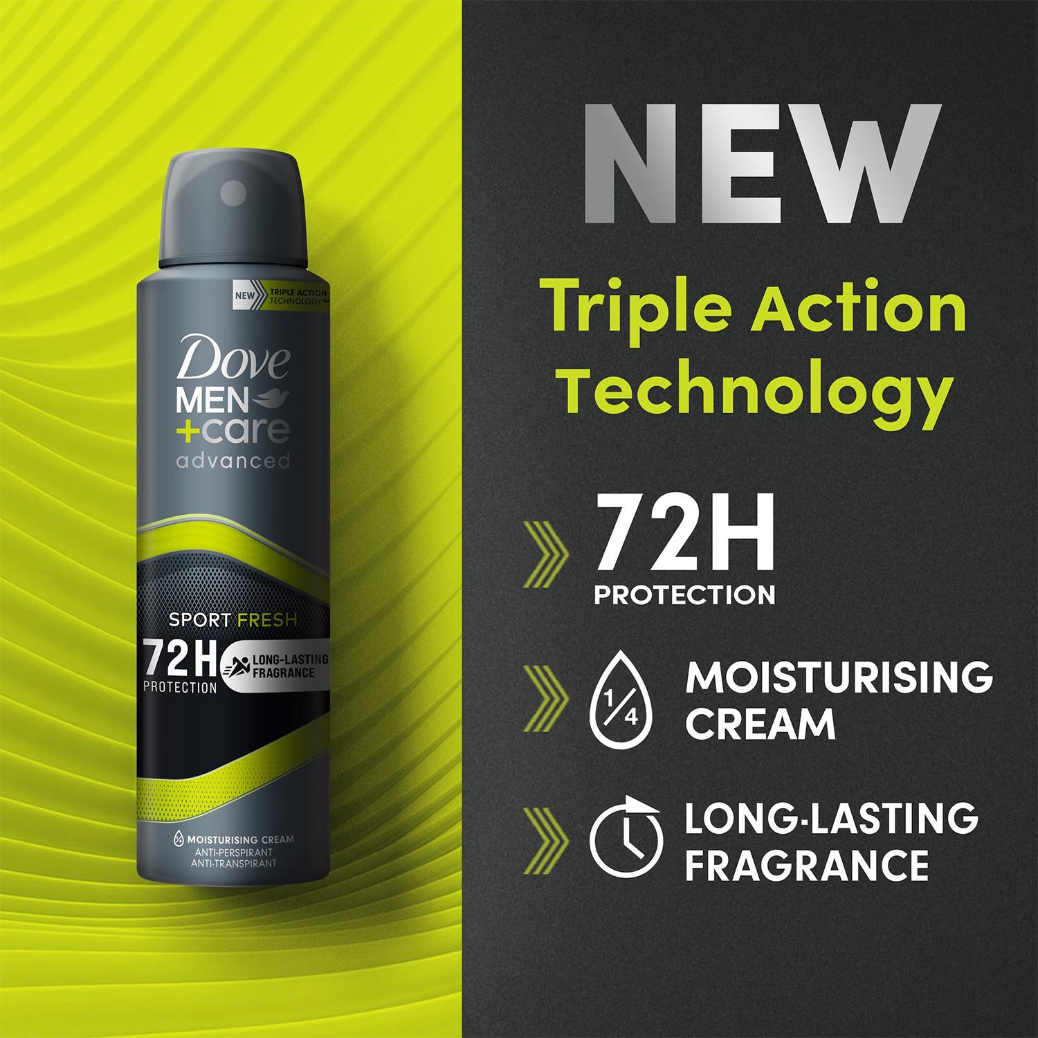 Men+care Antiperspirant Deodorant 72h Protection Sport Fresh, 3x 150ml