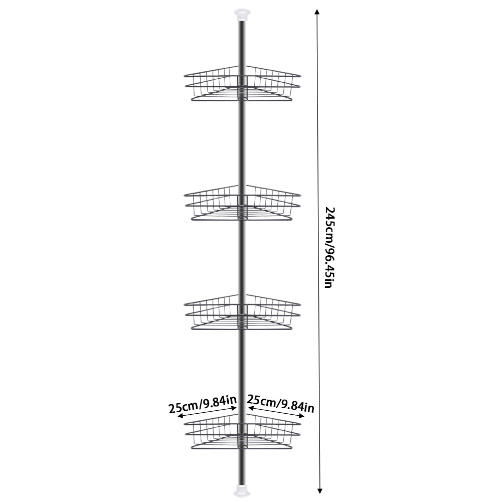 4 Tier Metal Corner Shower Shelf Wall Rack Organizer Bathroom Black