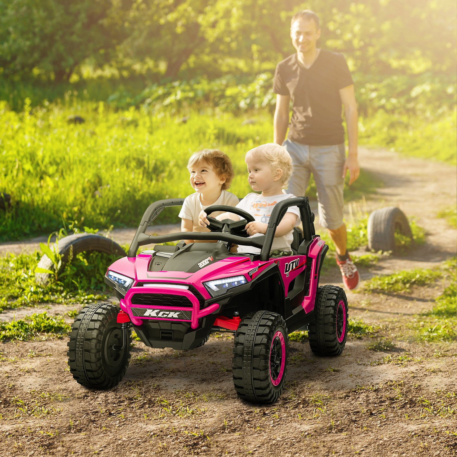 Aiyaplay 2 Seater 24v 7ah Ride On Truck W/ Spring Suspension | Pink