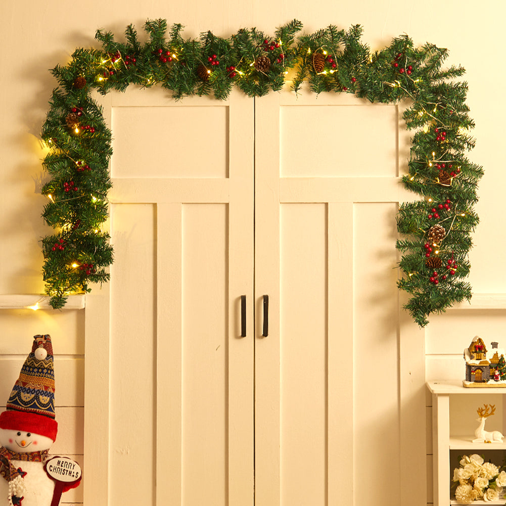 270cm Artificial Led Warm White Light Christmas Garland