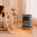Fireplace Stove, Freestanding Electric Fire, 1000w/2000w, Grey