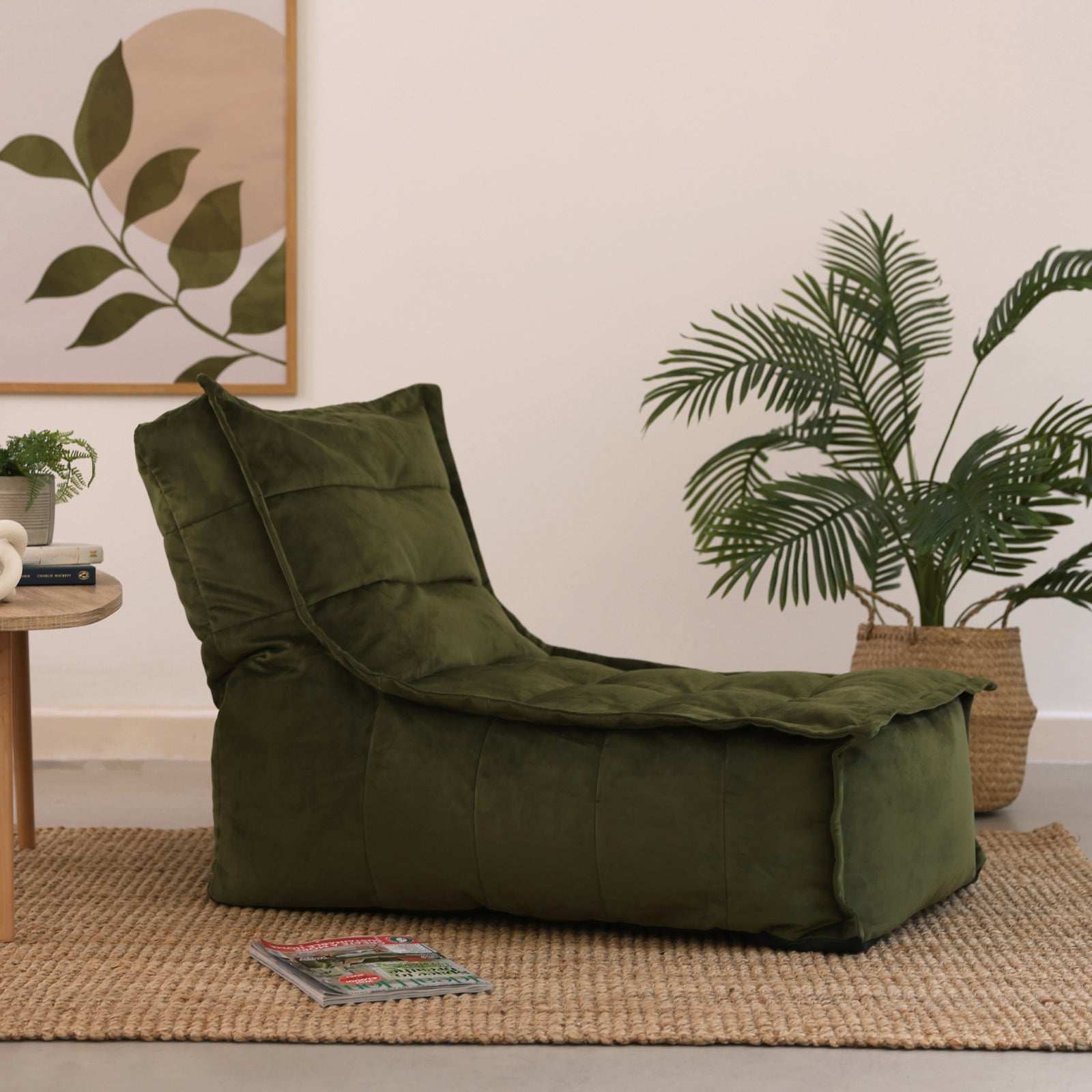 Dolce Velvet Bean Bag Lounger | Olive