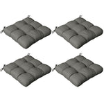 Set Of 4 Outdoor Seat Cushion W/ Ties, For Garden Furniture | Charcoal Gray