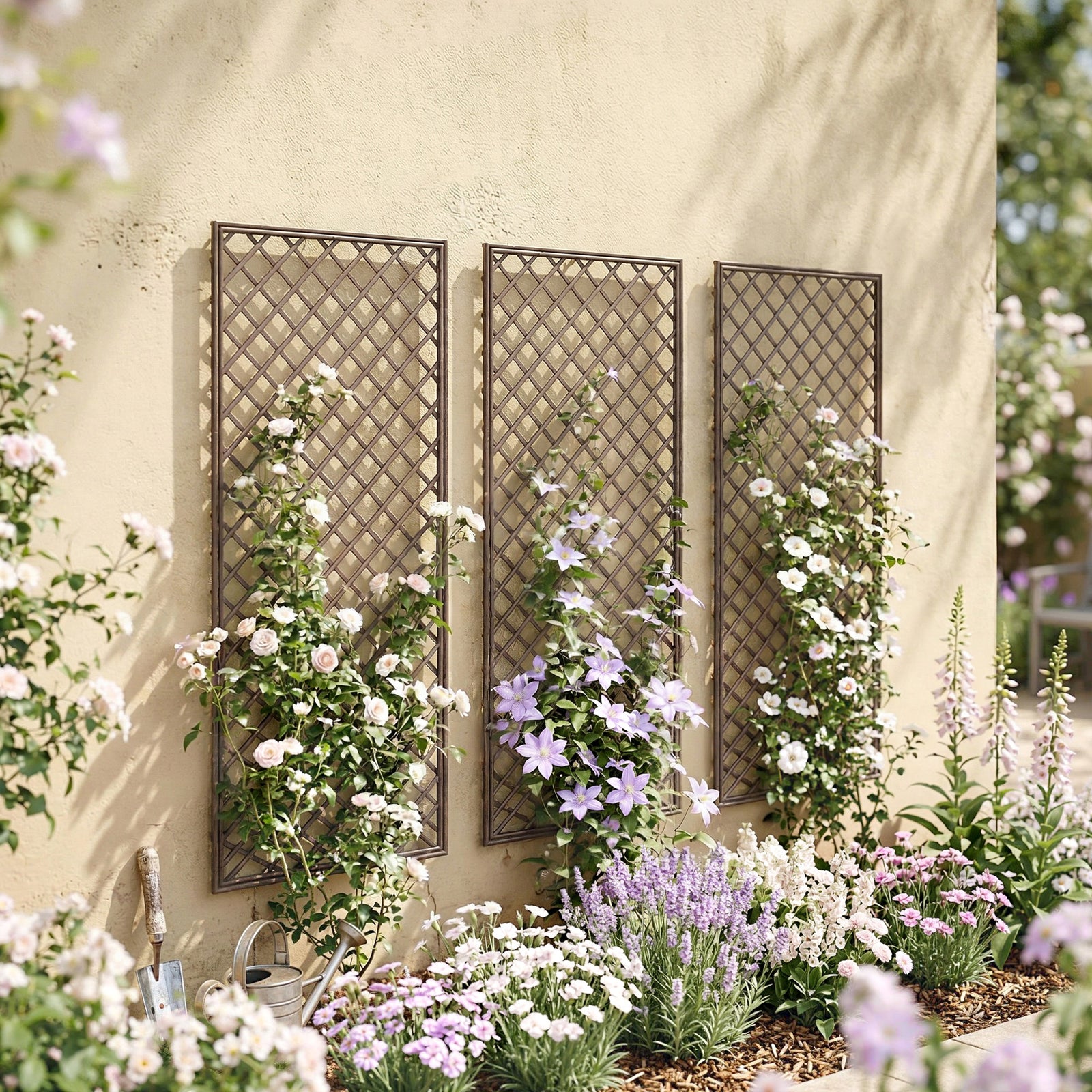 Outsunny Garden Trellis, Decorative Trellis Panels, Natural