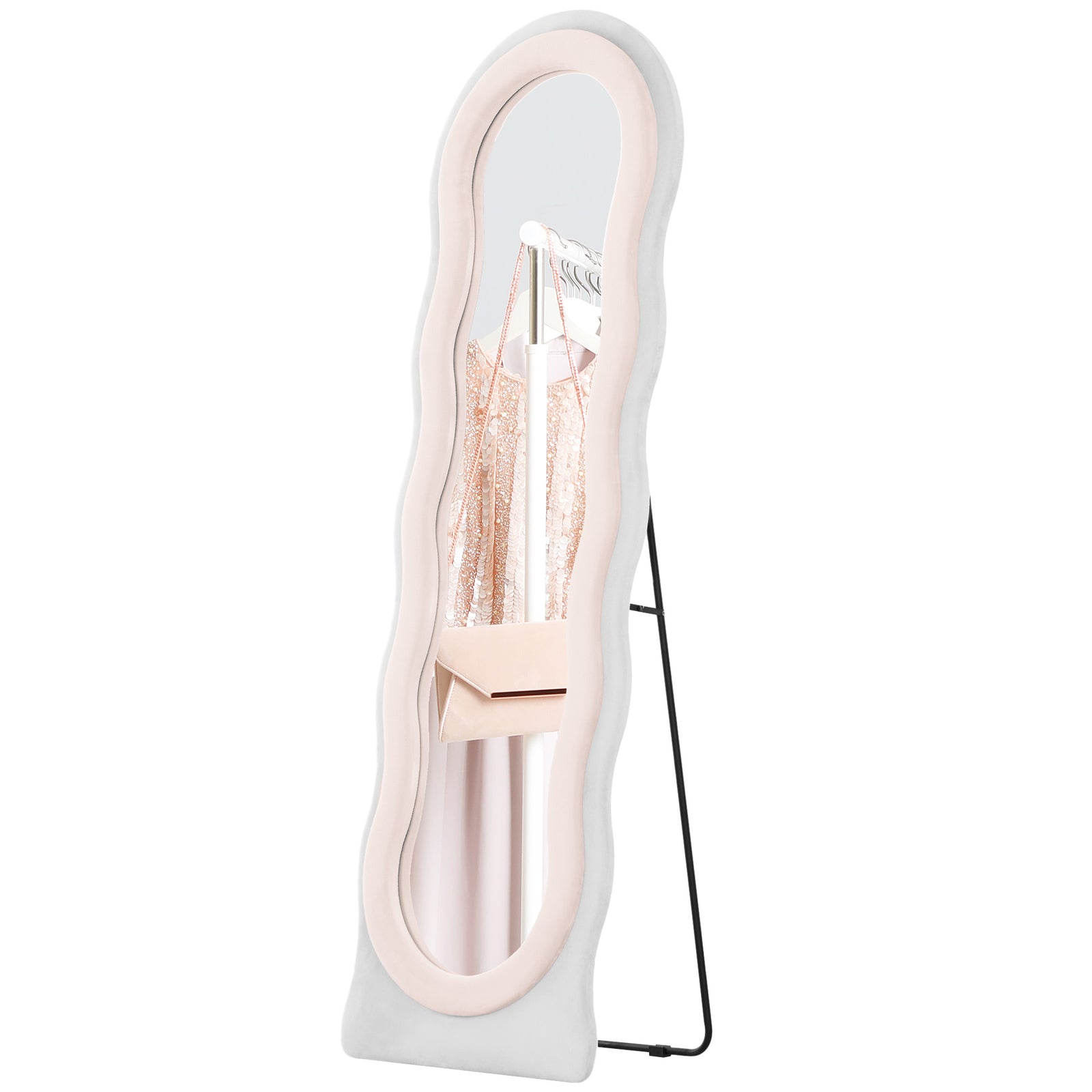 Irregular Mirror Full Length Free Standing Leaning or Wall | One Size | Pink
