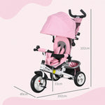 6 In 1 Kids Trike, Stroller With Parent Handle | Pink
