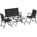 Black 4-piece Patio Set With Mesh Seats