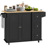 HOMCOM Kitchen Island On Wheels, Kitchen Cart With Drop Leaf, Black