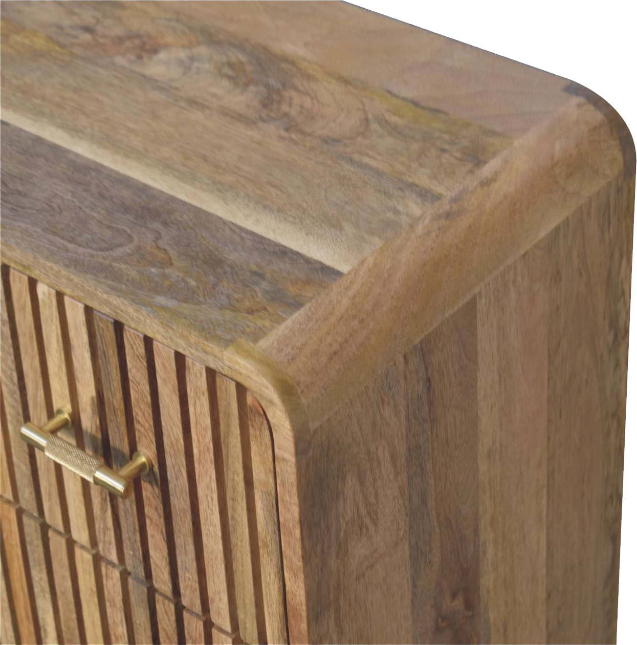 Solid Mango Wood T-bar Ridged Chest