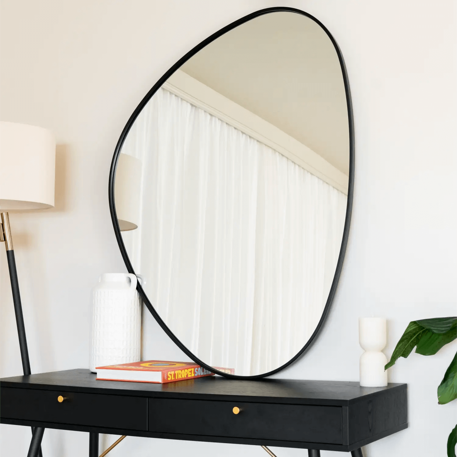 Izumi - Metal Irregular Pebble Mirror | 120cm x 90cm | Black