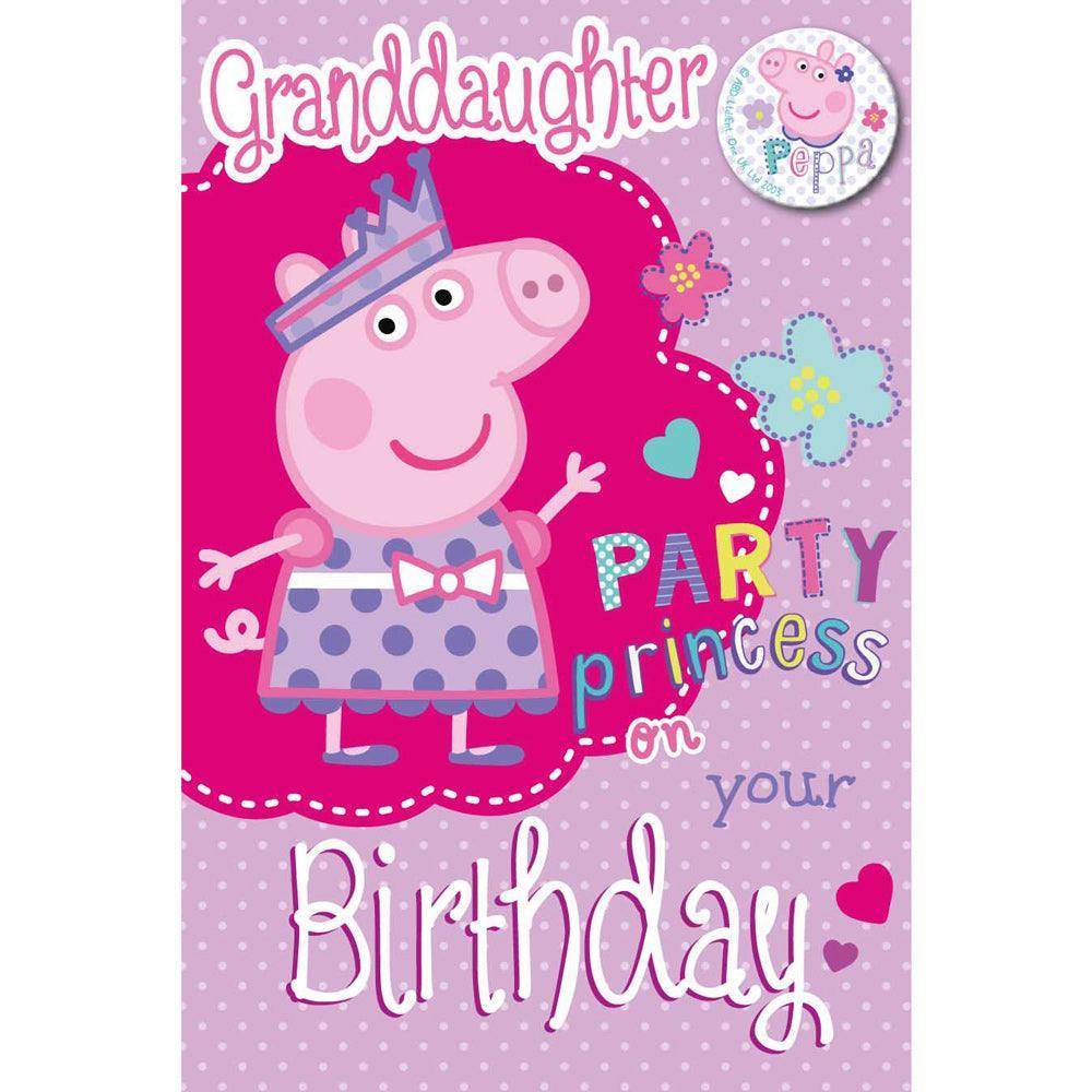 Peppa Pig Granddaughter Birthday Card With Badge Official Product