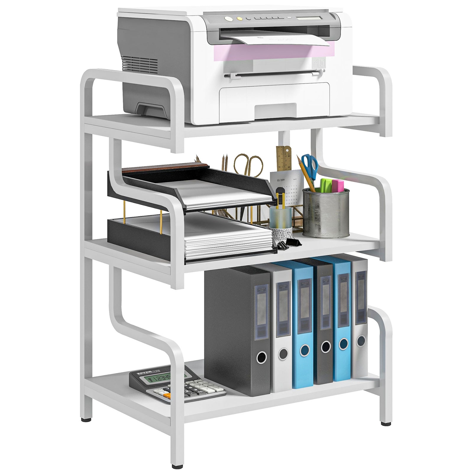 3-tier Storage Shelf Metal Shelves For Storage Home Office | One Size | White