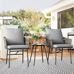 3-piece Rattan Bistro Set, Garden Table And Chairs, Grey