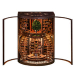 Book Nook Kit For Adults Library Diorama With Led, Shelf Decor, Walnut