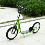 90-96cm Kids Kick Scooter W/ Adjustable Handlebar Inflatable Wheels | Green