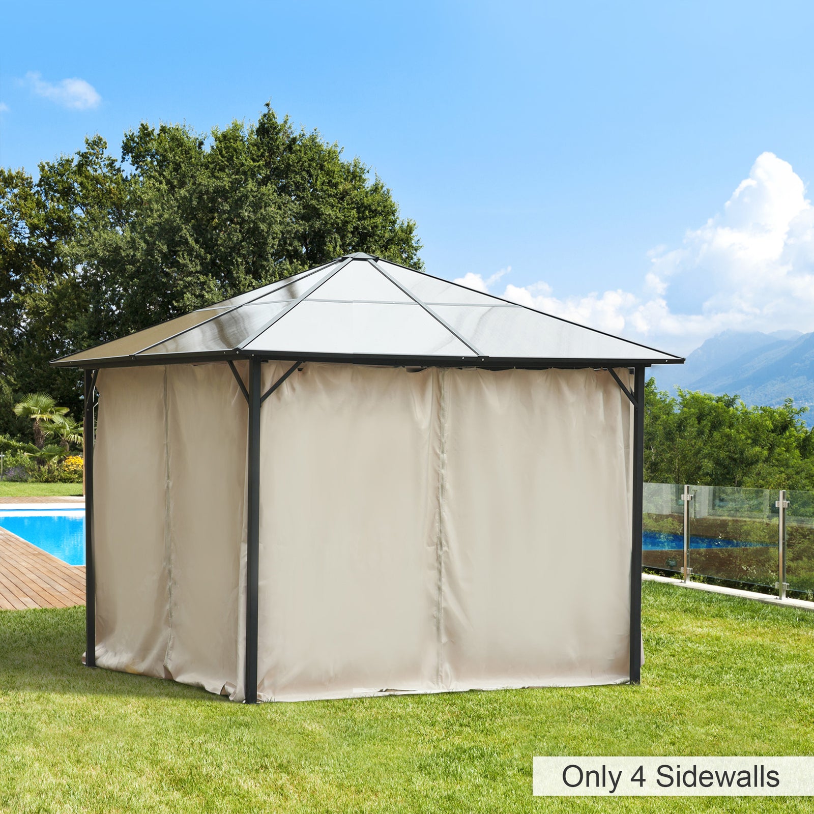4pcs 3 X 4(m) Universal Pergola Curtain Kit W/hooks C-ring | Cream