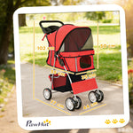 PawHut Pet Stroller Carrier Foldable Deluxe Walk Travel Dog
