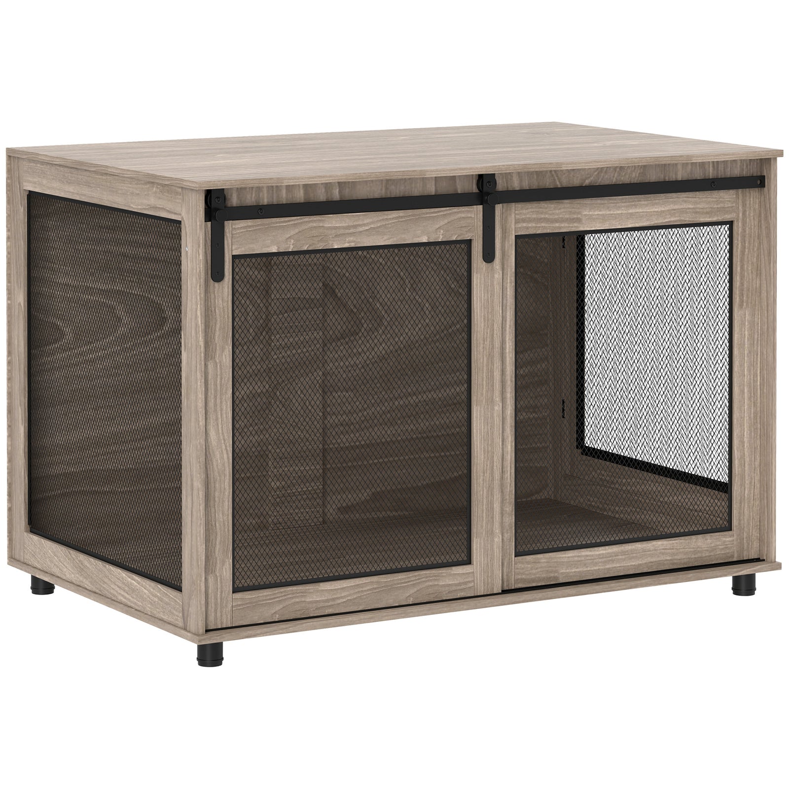Dog Crate Furniture W/ Sliding Door, Walnut Brown | Large | Dark Brown