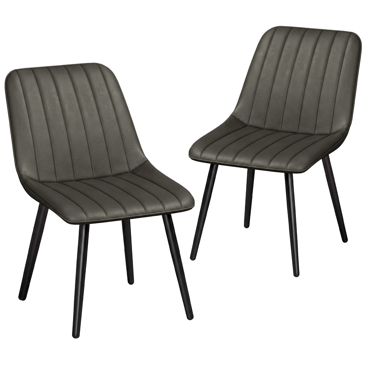 Faux Leather Upholstered Kitchen Chairs With Metal Legs | Grey