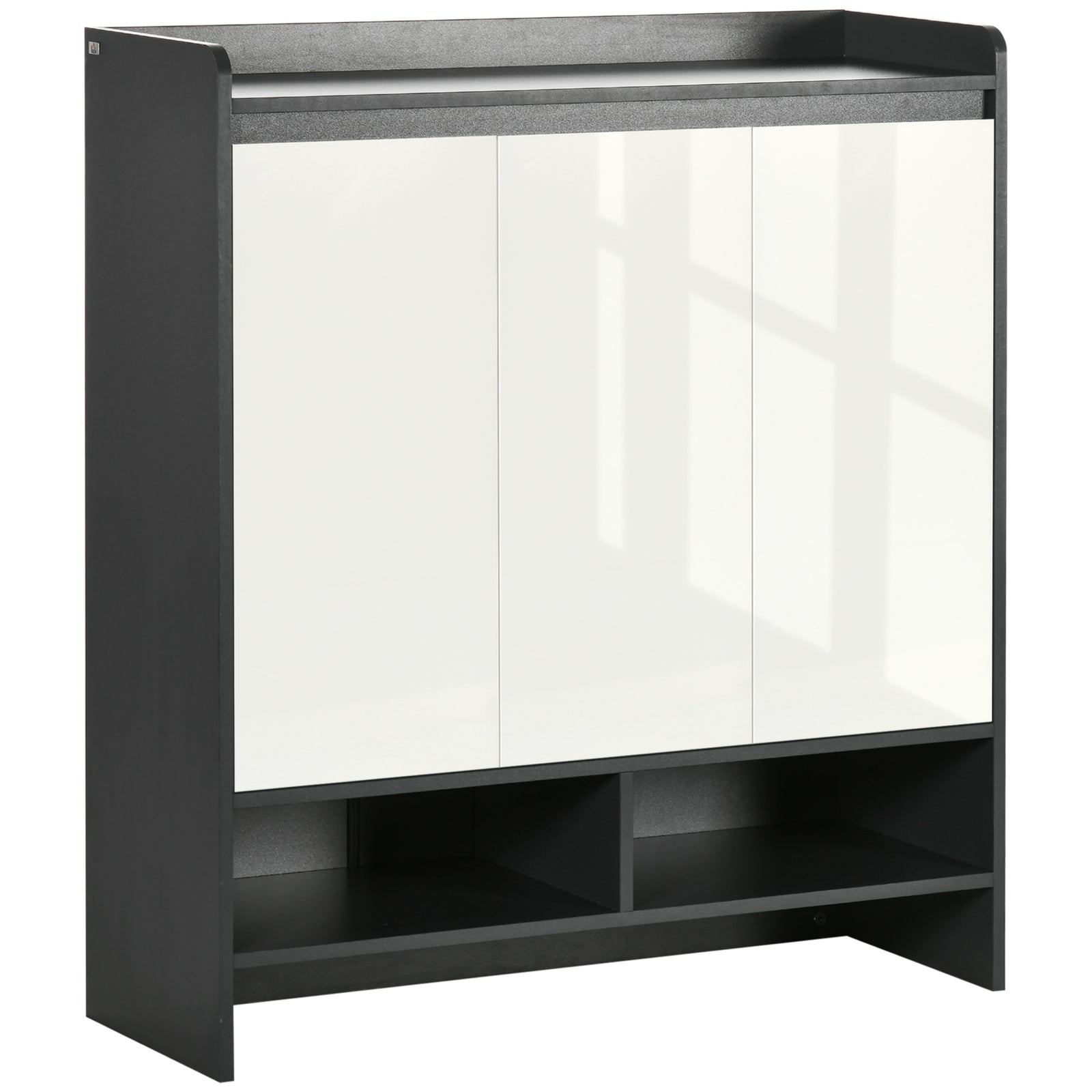 Storage Cabinet With High Gloss White Doors For 15/19 Pairs | Large