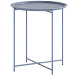 46cm Round Garden Table Side Table With Removable Tray | Blue
