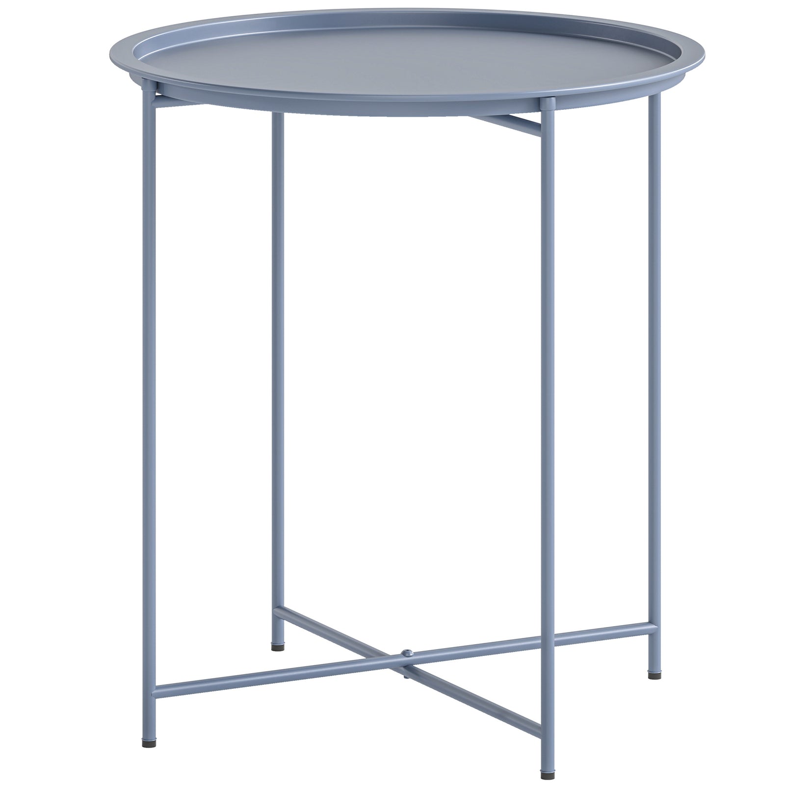 46cm Round Garden Table Side Table With Removable Tray | Blue