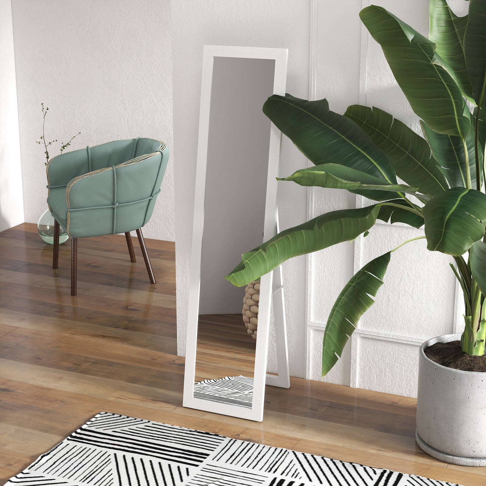 Full Length Mirror Farmhouse Wall Mirror Hanging | One Size | White