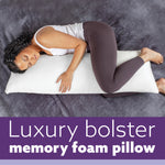 Bolster Long Full Body Cushion Pillow 120x40cm, Orthopaedic Shredded Memory Foam, Pregnancy & Side Sleepers Washable Cover