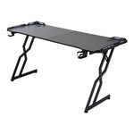 120cm/140cm/160cm W Gaming Desk With Mouse Pad, Cup Holder & Headphone Hook Sturdy Computer Table With Led Lights | Small | Black
