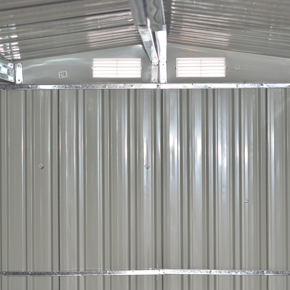 10.83  x 10.3 FT Waterproof Outdoor Metal Shed Garden Storage Tool Shed Apex Roof Double Door With Log Storage Store