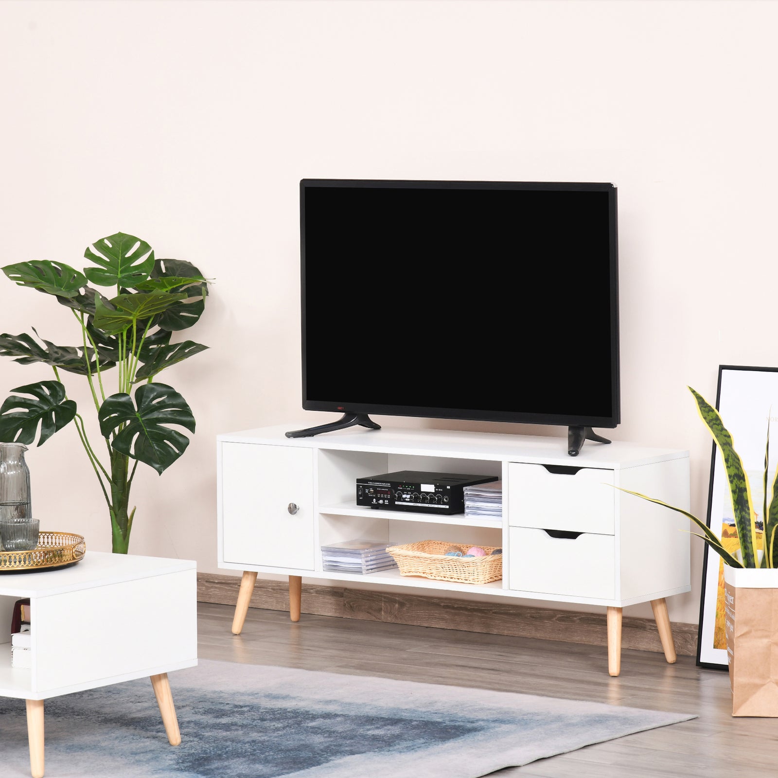 Modern Tv Stand Storage Shelf Media Console