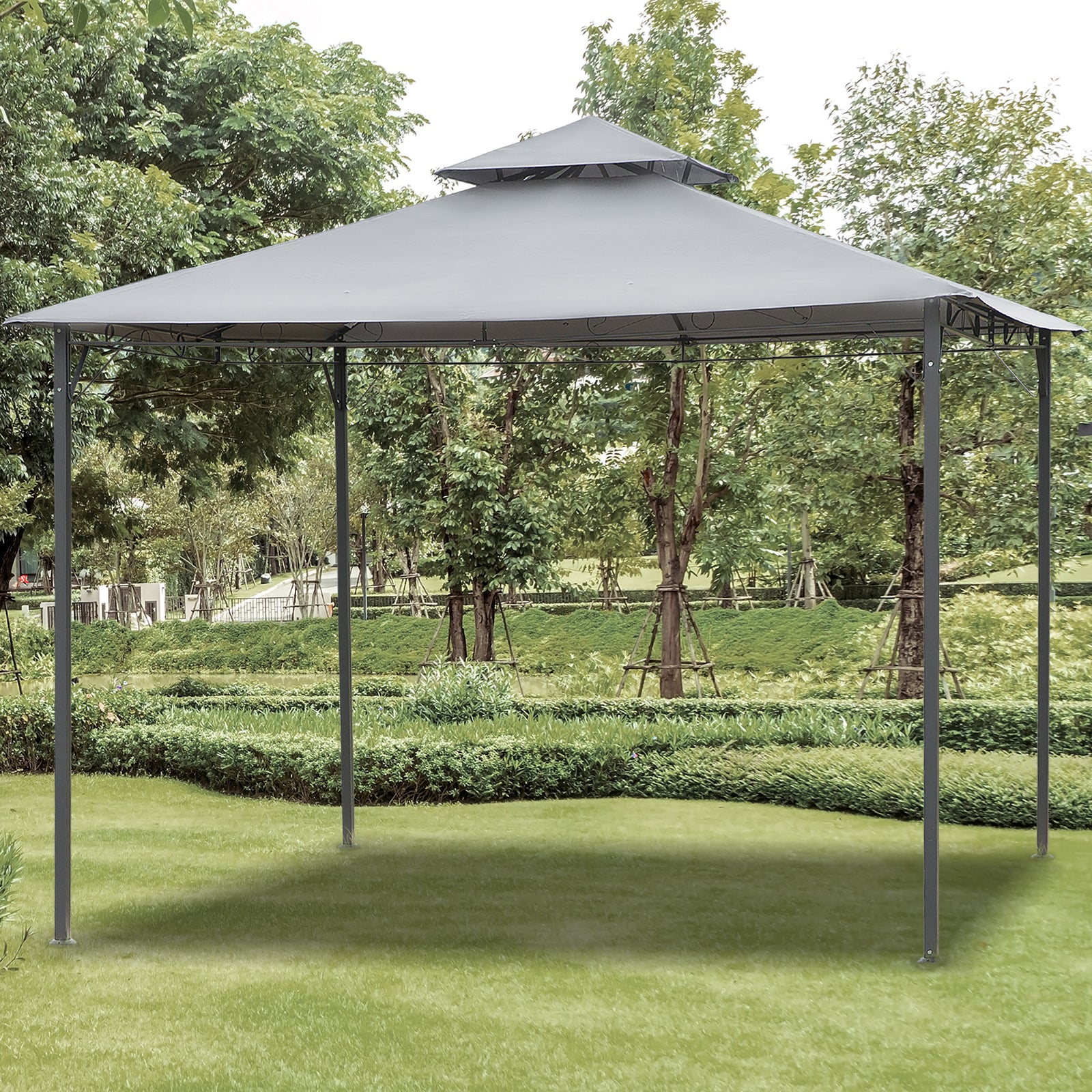 Outdoor Gazebo Steel Canopy Tent Pavilion 2-tier Roof Top