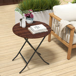 Foldable Rattan Coffee Table, Metal Frame, Mixed Brown