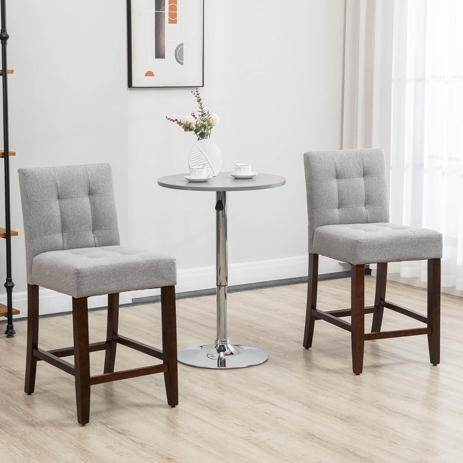 Modern Fabric Bar Stools With Wood Legs