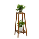 Vintage 2-tier Solid Wood Plant Stand Indoor Plant Display Shelf Rustic Wooden Flower Holder