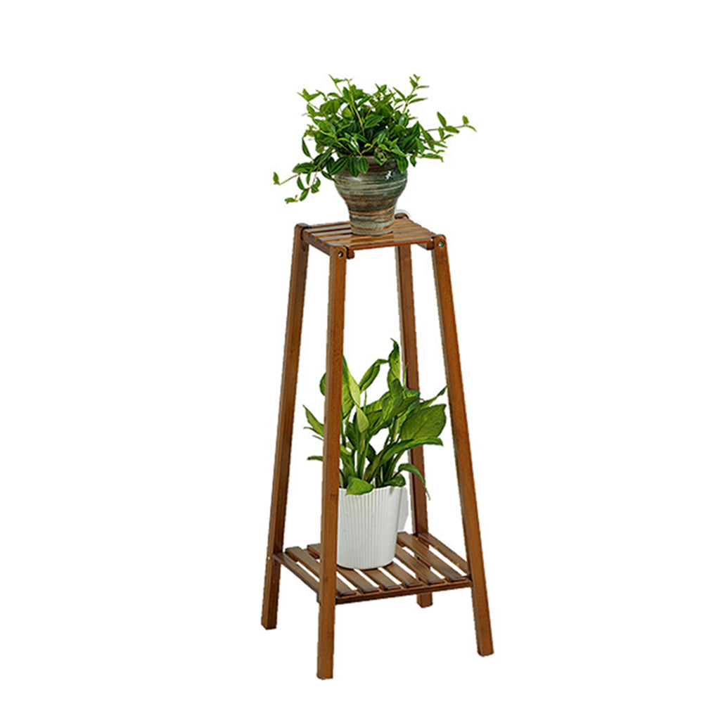 Vintage 2-tier Solid Wood Plant Stand Indoor Plant Display Shelf Rustic Wooden Flower Holder