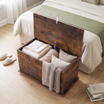 Storage Chest With Safety Hinged Lid, 102l Storage Box | Rustic Brown