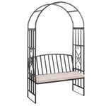 Garden Arbor Arch Metal Bench Padded