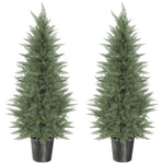 Set Of 2 Artificial Cypress Trees With Pe Leaves For Indoor Outdoor