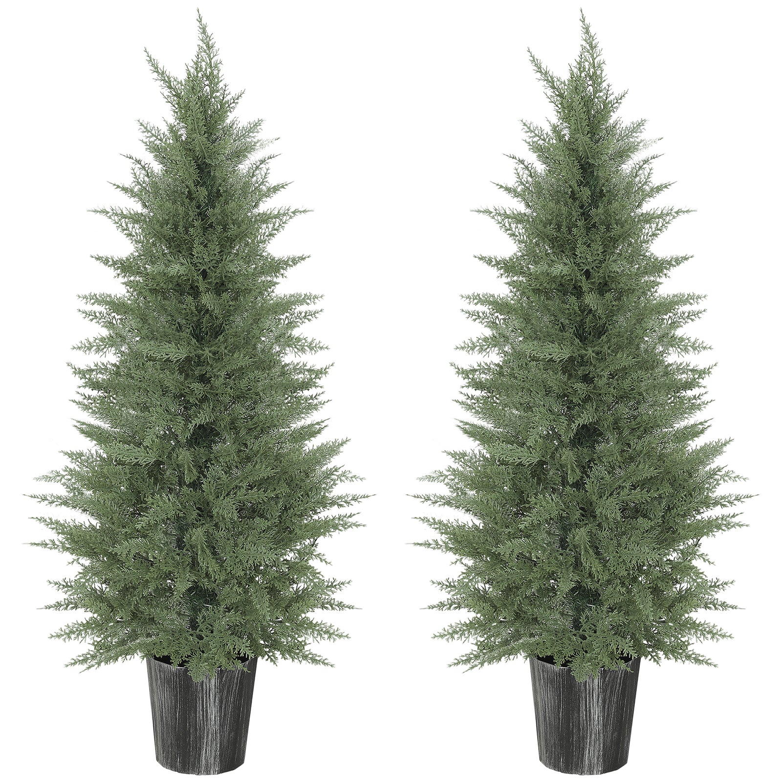 Set Of 2 Artificial Cypress Trees With Pe Leaves For Indoor Outdoor