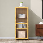 3-tier Narrow Bookcase Storage Cabinet With Acrylic 40cm W Door
