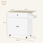 Kitchen Island, Rolling Storage White